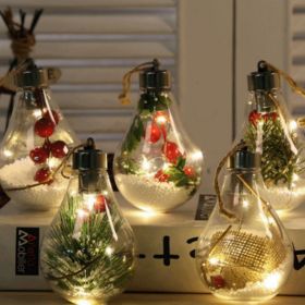 Transparent LED Hanging Bulbs – Winter Fairy Light Ornaments