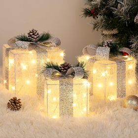 Set of 3 Lighted Gift Boxes – Warm Winter Decorative LED Display