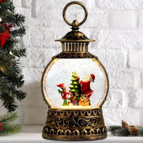 Christmas Santa Snow Globe, Christmas Musical Snow Globe Lantern Lights with 6H Timer Battery & USB Powered
