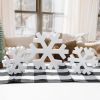 Wooden Snowflake Decorations – 3PCS Winter White Standing Set