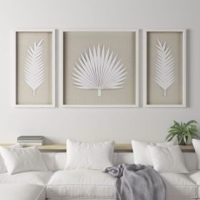 3-Piece Palm Leaf Wall Art – Framed Rice Paper Shadowbox Decor