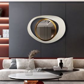 Modern Geometric Wall Mirror – 18×24 White Framed Hanging Decor