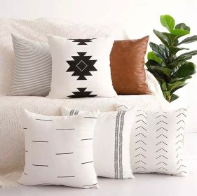 Set of 6 Modern Throw Pillow Covers – Faux Leather & Neutral Woven Decor (18×18)