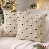 Soft Plush Winter Pillow Covers – Beige 18×18 Set of 2 (Tree Pattern)