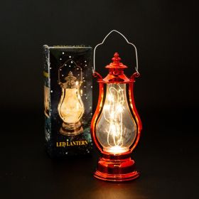 1pc Retro Portable Flameless Candle Lamp; LED Luminous Night Light Creative Small Oil Lamp; Holiday Decoration Ornament; Creative Atmosphere Lamp; Cre (Color: Light String Red)
