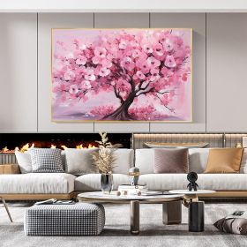 Hand Painted Oil Painting Original Blossom Flower Oil Painting on Canvas Large Wall Art Abstract Pink Floral Painting Minimalist Art Custom Painting L (Style: 1, size: 150x220cm)