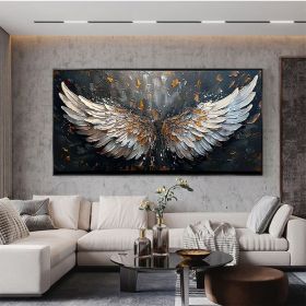 Abstract Wings Oil Painting on Canvas Large Wall Art Original Feather Painting Wings Wall Decor Living room Home Decor Gifts for Friend (Style: 1, size: 60x120cm)