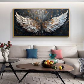 Abstract Wings Oil Painting on Canvas Large Wall Art Original Feather Painting Wings Wall Decor Living room Home Decor Gifts for Friend (Style: 1, size: 70x140cm)