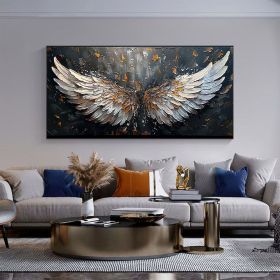 Abstract Wings Oil Painting on Canvas Large Wall Art Original Feather Painting Wings Wall Decor Living room Home Decor Gifts for Friend (Style: 1, size: 80x160cm)