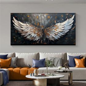 Abstract Wings Oil Painting on Canvas Large Wall Art Original Feather Painting Wings Wall Decor Living room Home Decor Gifts for Friend (Style: 1, size: 100x200cm)