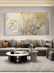 Gold leaf Acrylic Painting Oversized Horizontal Wall Art Abstract Texture Artwork Extra Large Handmade Painting Floral Art Decor for Home (Style: 1, size: 40x80cm)