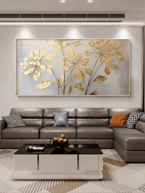 Gold leaf Acrylic Painting Oversized Horizontal Wall Art Abstract Texture Artwork Extra Large Handmade Painting Floral Art Decor for Home (Style: 1, size: 60x120cm)