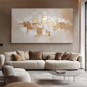 White gold Oversize Framed Oil Painting Canvas Artwork Extra Large Modern Palette Knife Texture Abstract Wall Art (Style: 1, size: 120x160cm)