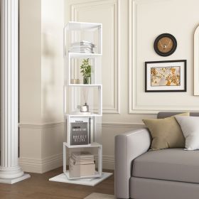 5 tier Rotating Bookshelf (Tier: 5, Color: White)