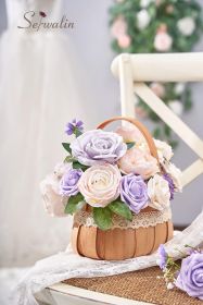 Artificial Flowers Fake Silk Flowers for DIY Wedding Bouquets Cake Decoration Mixed Roses Combo Blush Pink and White Flower Centerpieces Arrangements (Color: A Abby Charming Lilac & Pink)