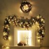 Christmas Wreath for Front Door Window 24 Inch Pine Artificial Wreath, Cabinet Wreath Gift, Suitable for Christmas Party Decoration